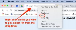 Pinning Tabs in Chrome